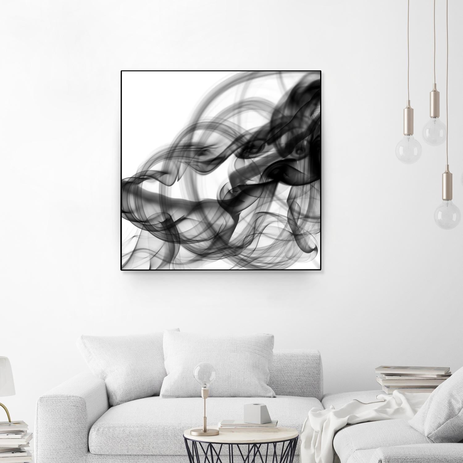 White Smoke Abstract Square by GI ArtLab on GIANT ART - black abstract