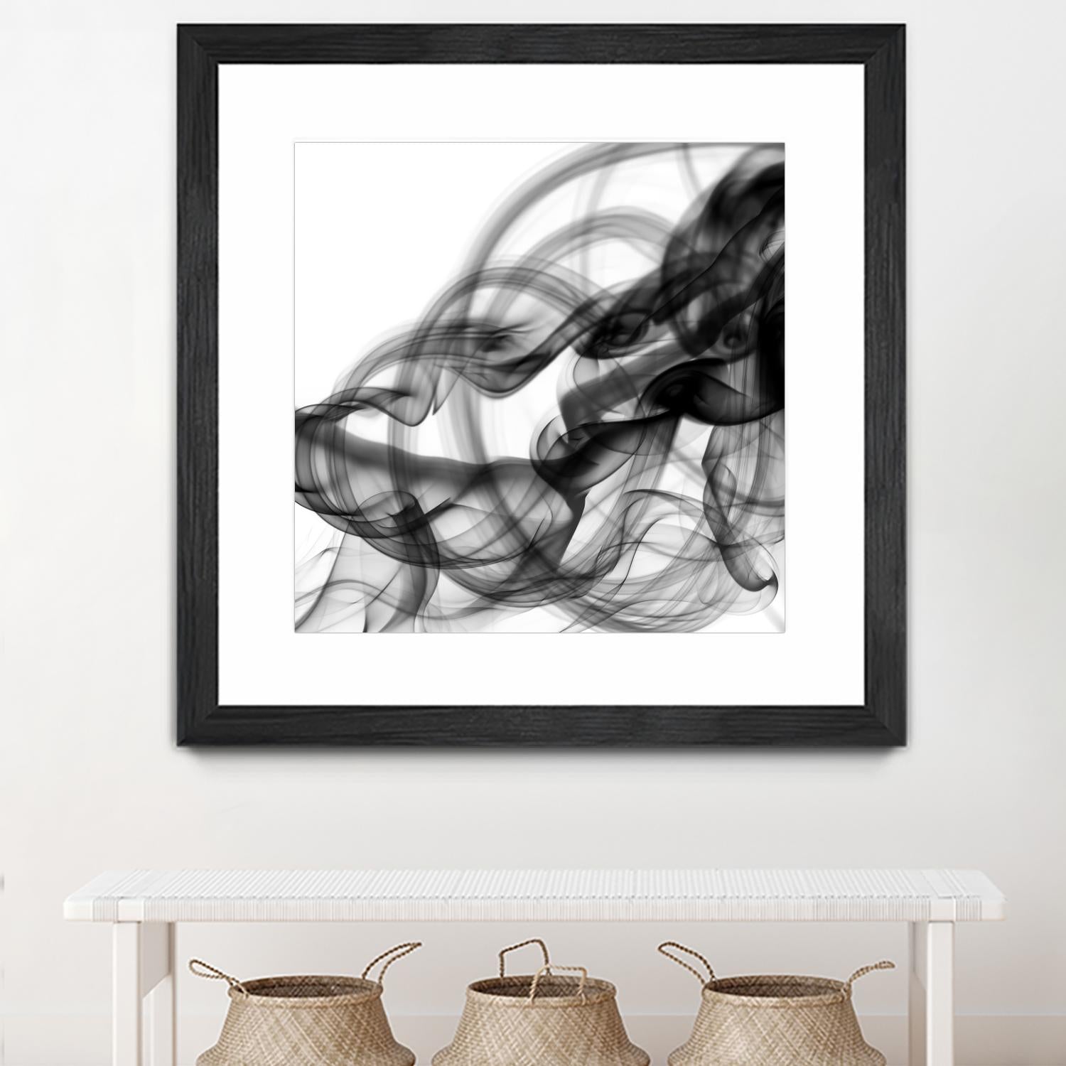 White Smoke Abstract Square by GI ArtLab on GIANT ART - black abstract