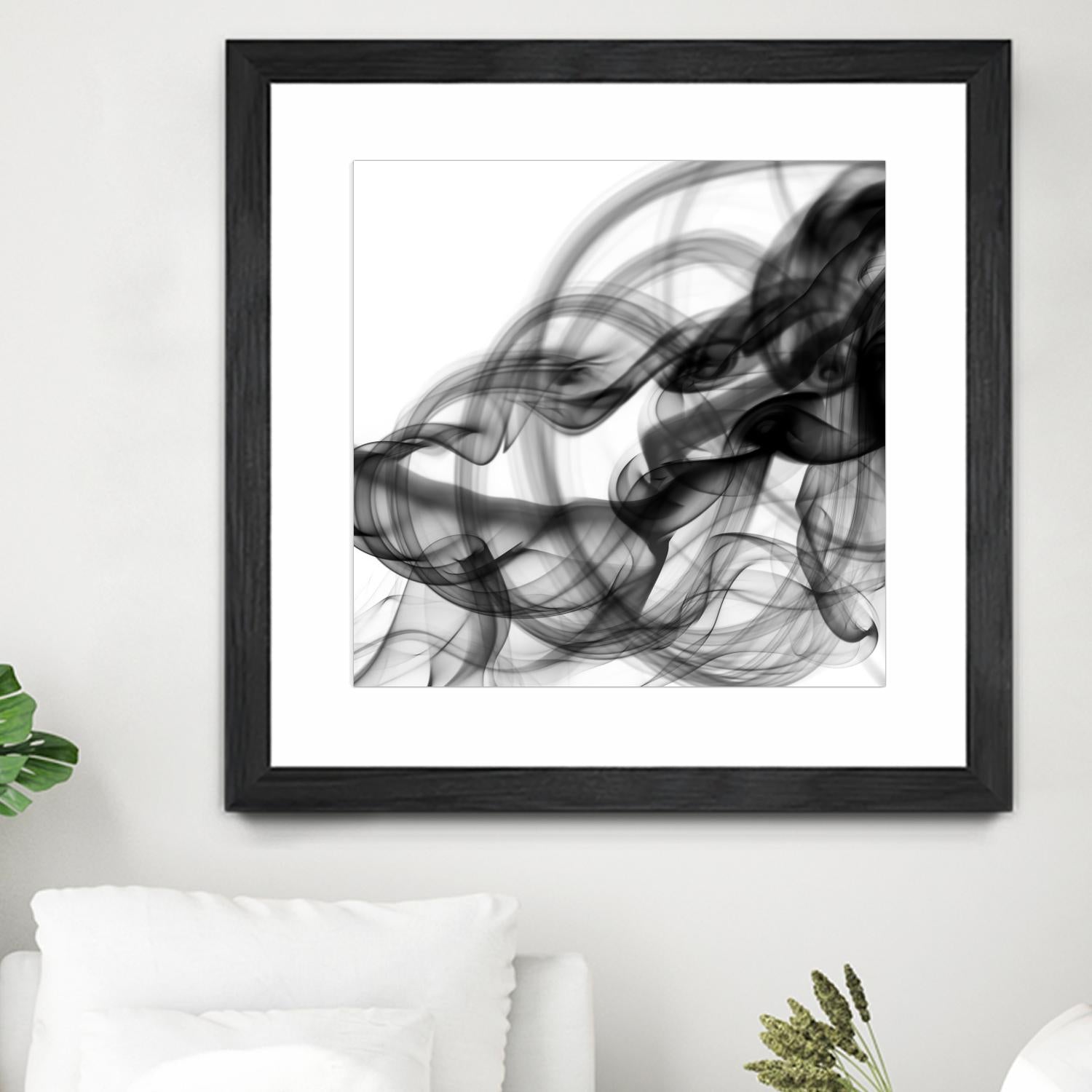 White Smoke Abstract Square by GI ArtLab on GIANT ART - black abstract