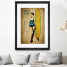 Pinup Girl Surfing by GI ArtLab on GIANT ART - yellow vintage