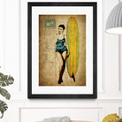 Pinup Girl Surfing by GI ArtLab on GIANT ART - yellow vintage