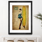Pinup Girl Surfing by GI ArtLab on GIANT ART - yellow vintage