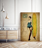 Pinup Girl Surfing by GI ArtLab on GIANT ART - yellow vintage