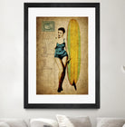 Pinup Girl Surfing by GI ArtLab on GIANT ART - yellow vintage