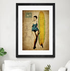 Pinup Girl Surfing by GI ArtLab on GIANT ART - yellow vintage