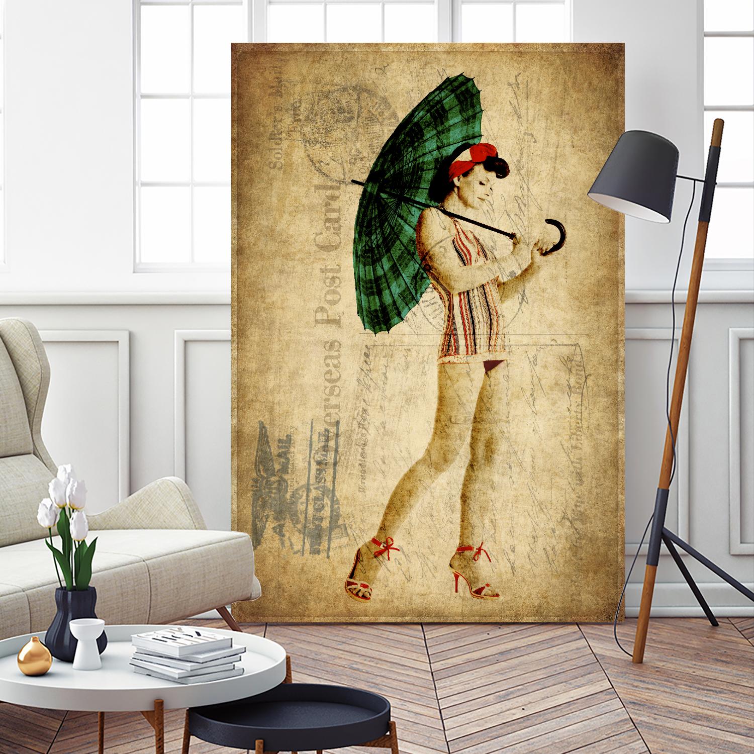Pinup Girl in the Shade by GI ArtLab on GIANT ART - green vintage