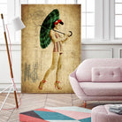 Pinup Girl in the Shade by GI ArtLab on GIANT ART - green vintage