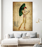 Pinup Girl in the Shade by GI ArtLab on GIANT ART - green vintage