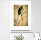 Pinup Girl in the Shade by GI ArtLab on GIANT ART - green vintage