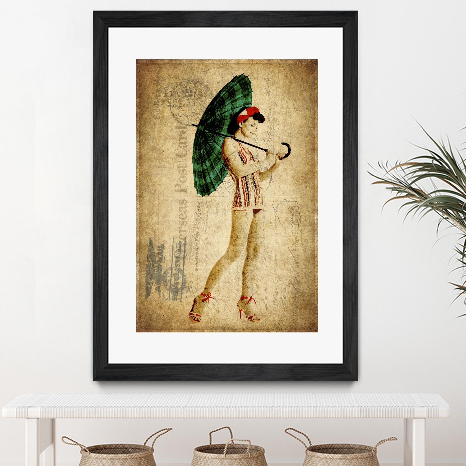 Pinup Girl in the Shade by GI ArtLab on GIANT ART - green vintage