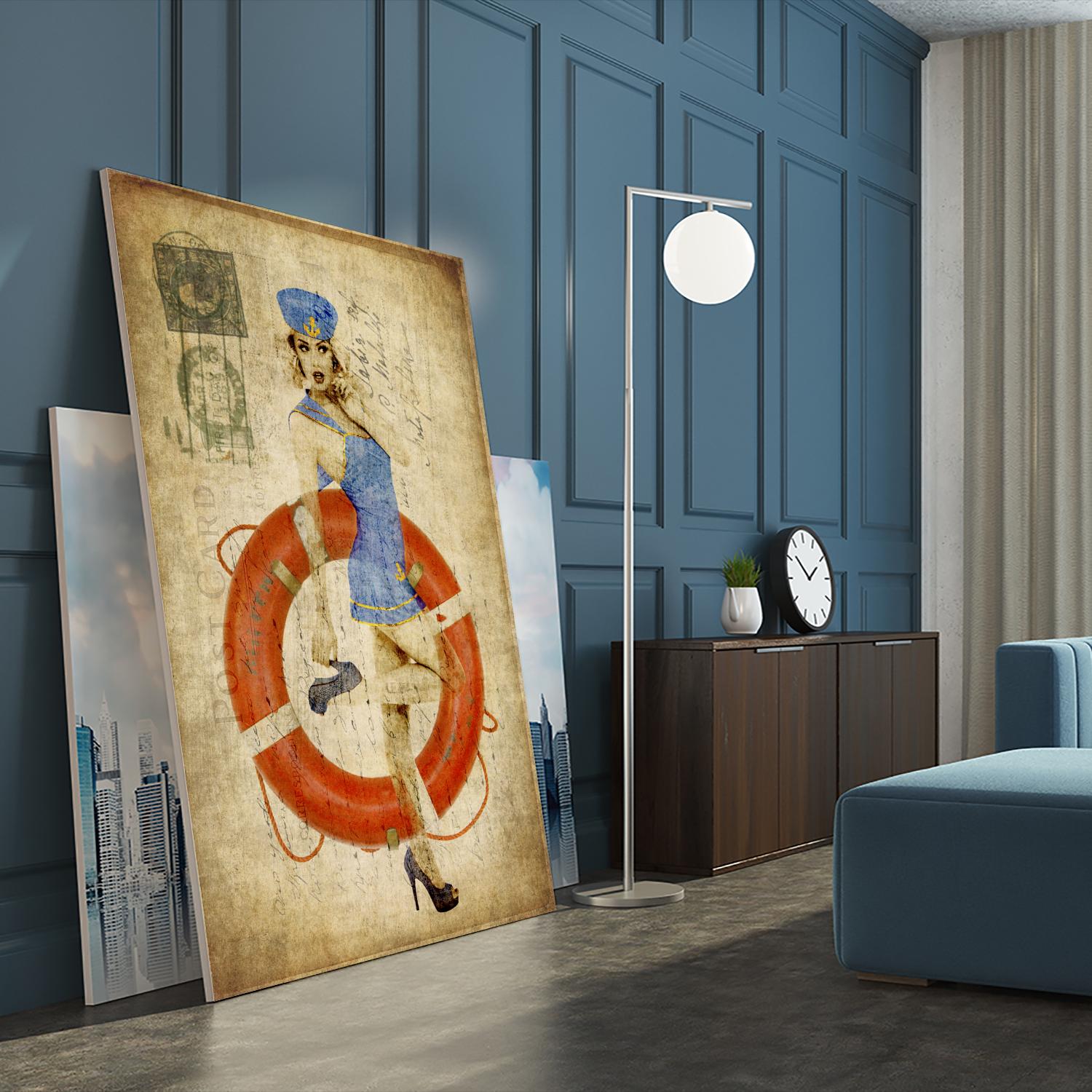 Pinup Girl Sailing by GI ArtLab on GIANT ART - red vintage