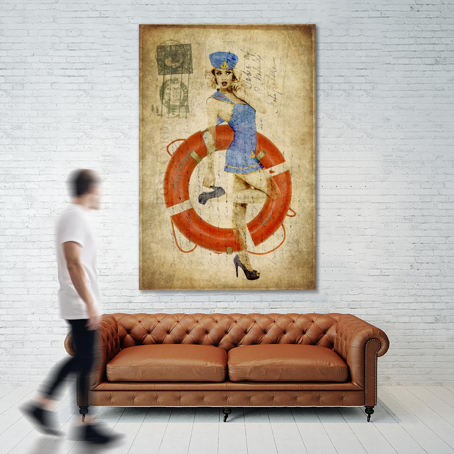 Pinup Girl Sailing by GI ArtLab on GIANT ART - red vintage