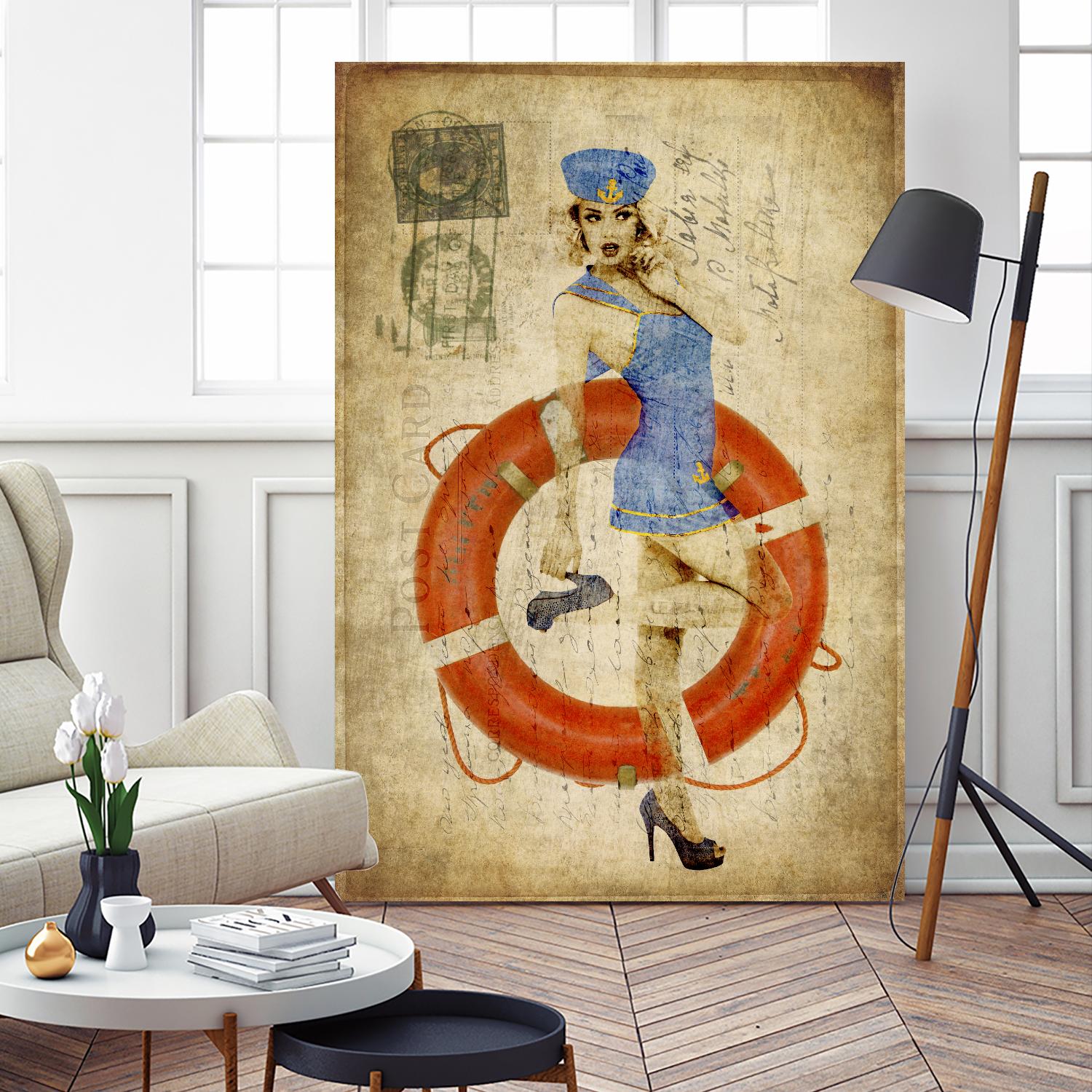 Pinup Girl Sailing by GI ArtLab on GIANT ART - red vintage