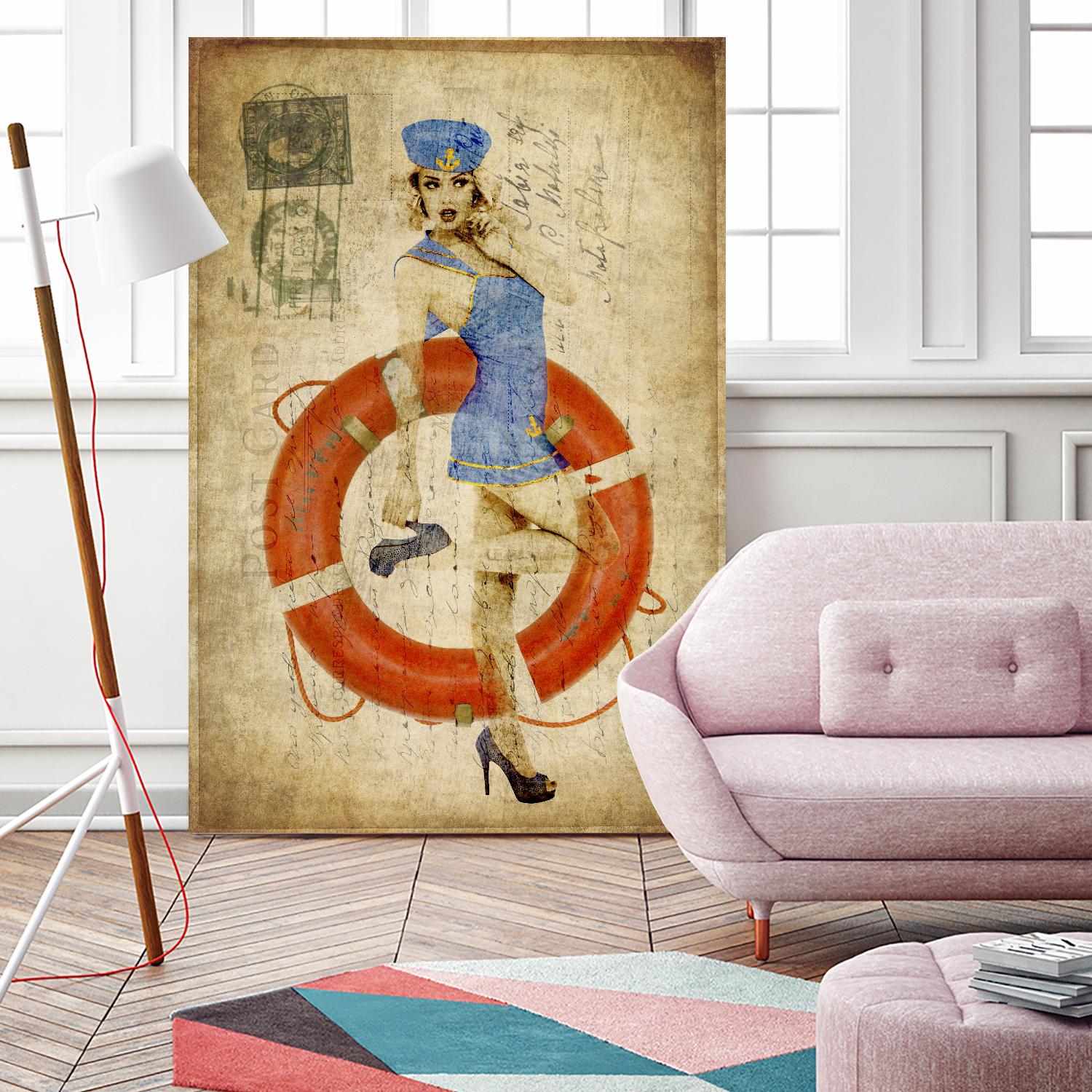 Pinup Girl Sailing by GI ArtLab on GIANT ART - red vintage