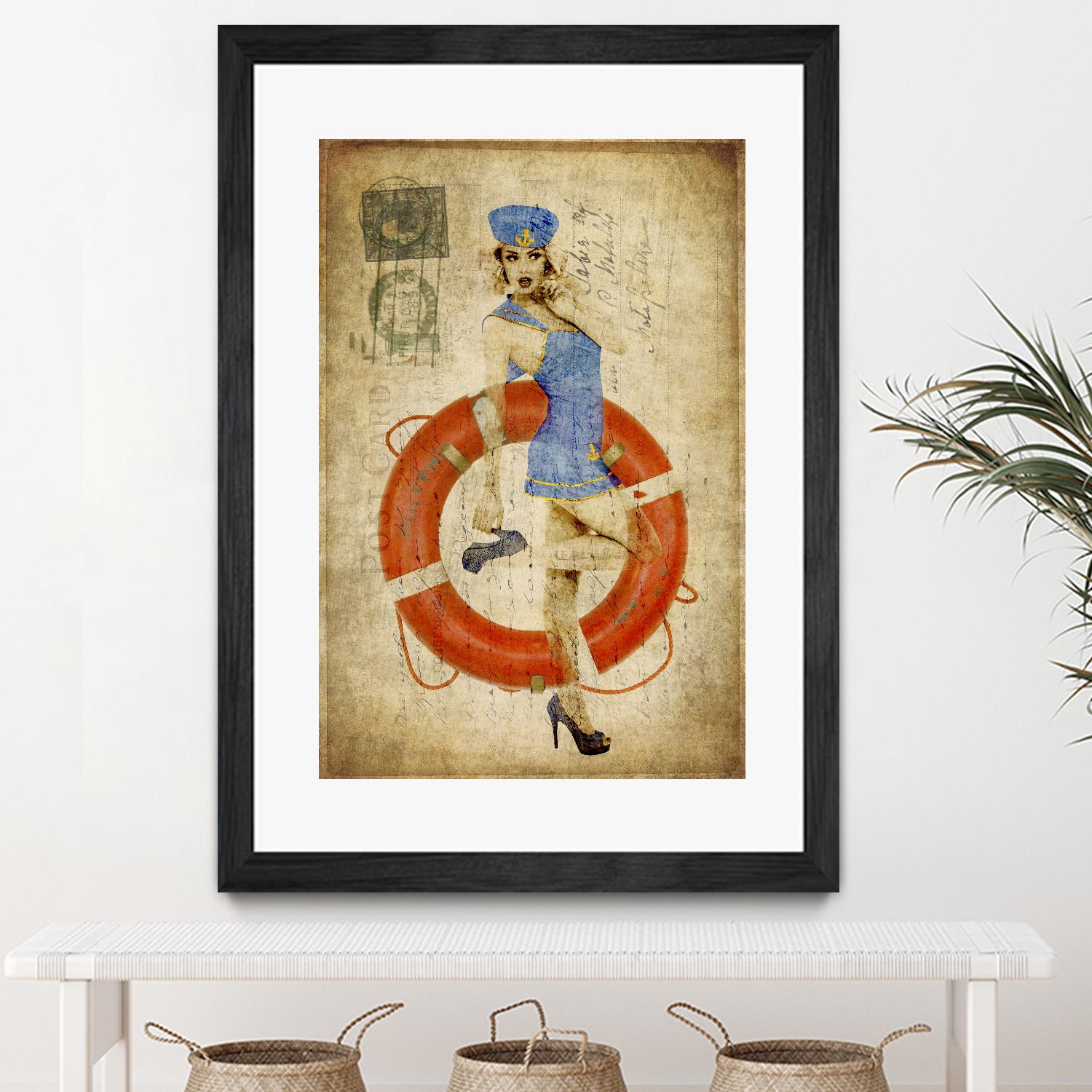 Pinup Girl Sailing by GI ArtLab on GIANT ART - red vintage