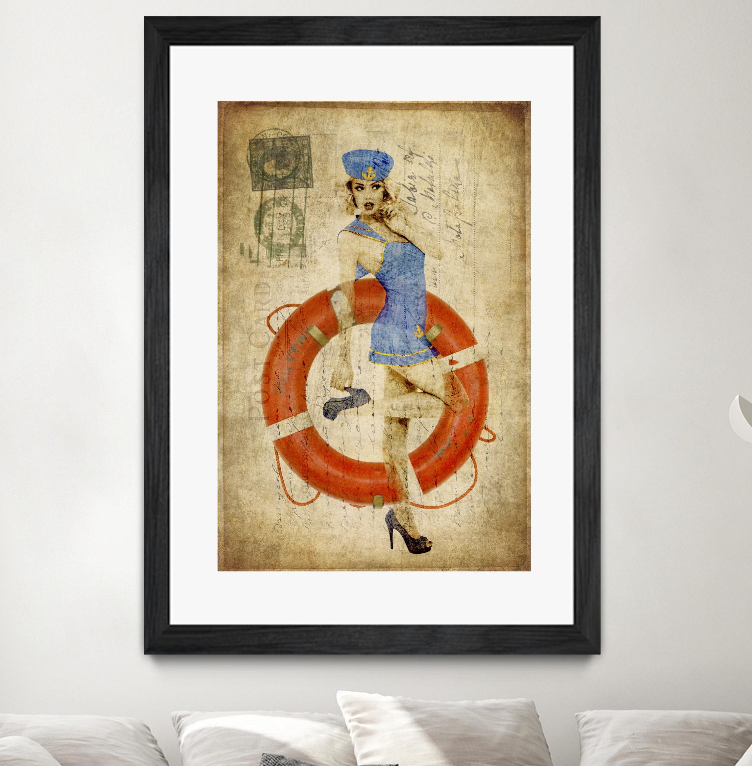 Pinup Girl Sailing by GI ArtLab on GIANT ART - red vintage