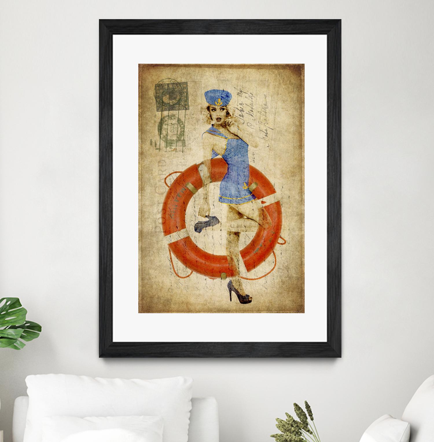 Pinup Girl Sailing by GI ArtLab on GIANT ART - red vintage