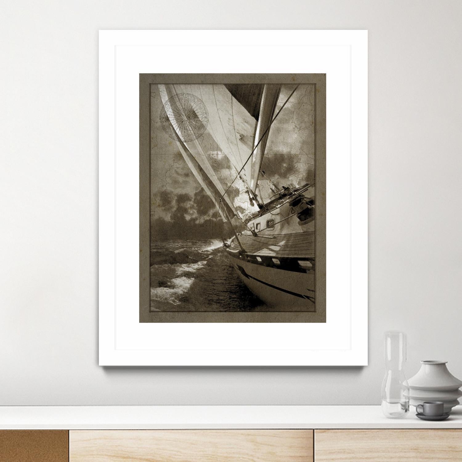 Sailing in Sepia A by GI ArtLab on GIANT ART - brown nautical