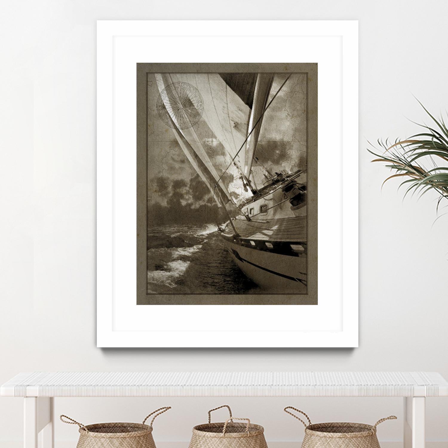 Sailing in Sepia A by GI ArtLab on GIANT ART - brown nautical