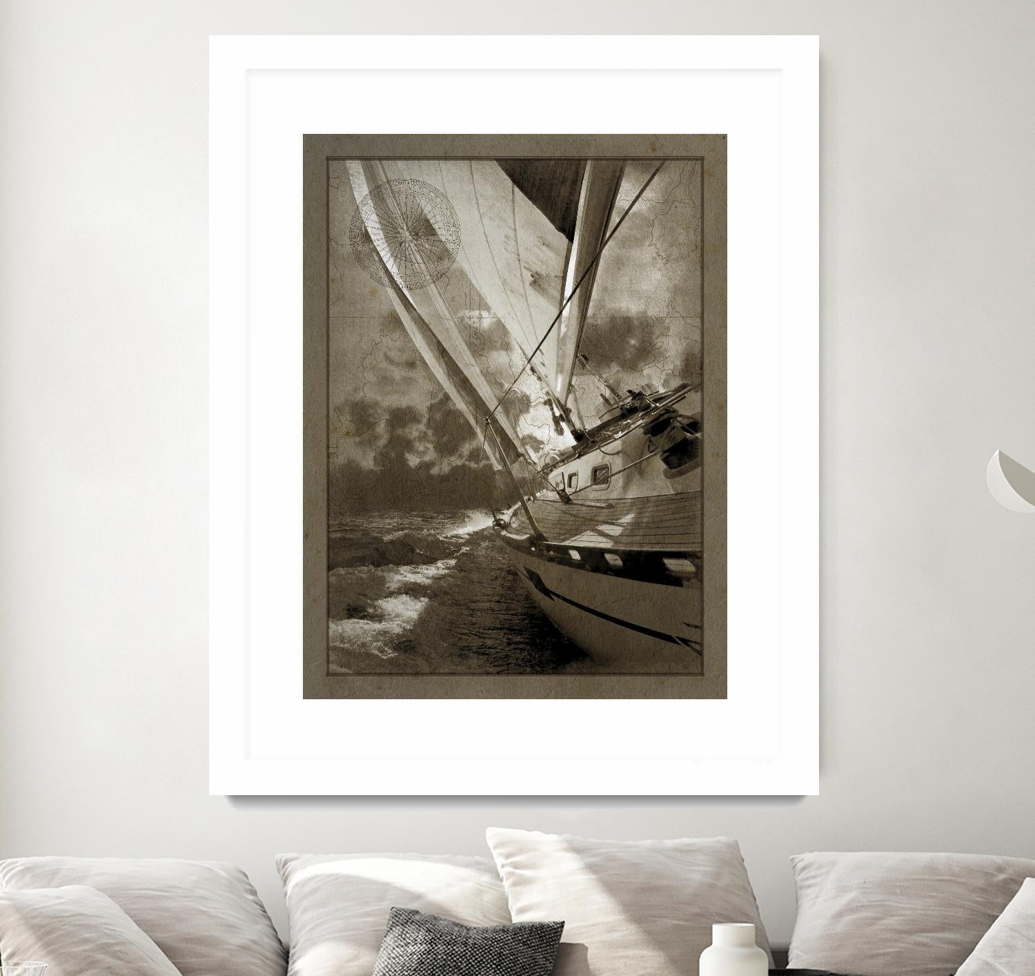 Sailing in Sepia A by GI ArtLab on GIANT ART - brown nautical