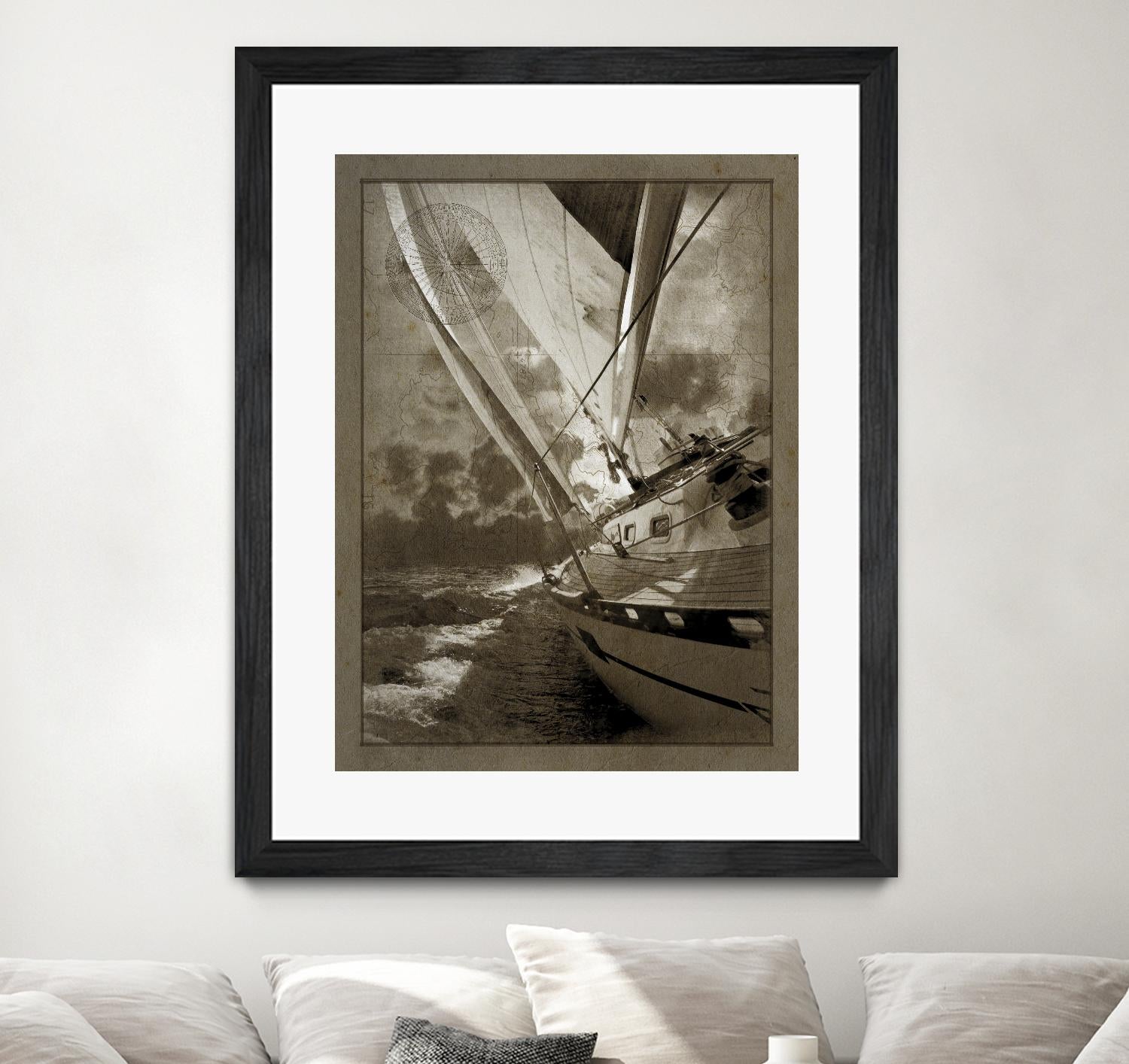 Sailing in Sepia A by GI ArtLab on GIANT ART - brown nautical
