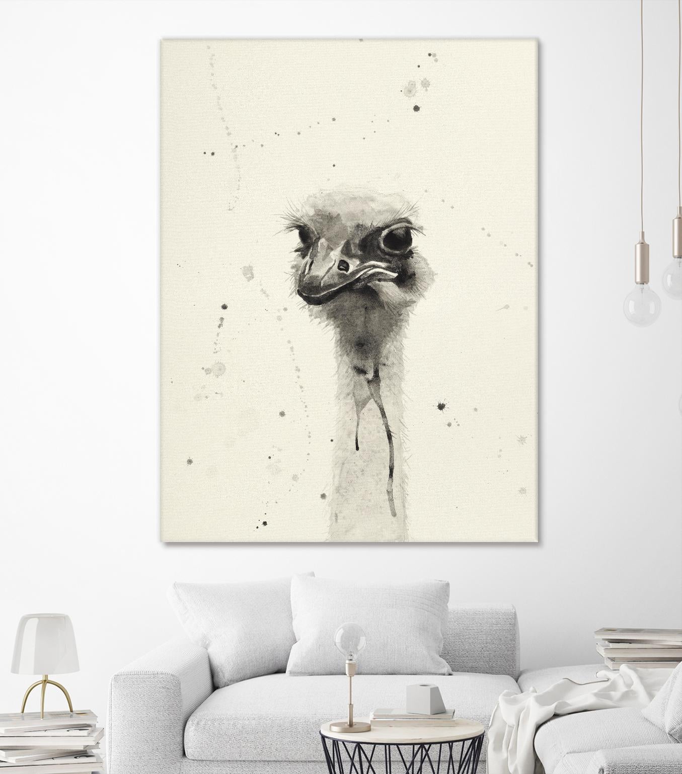Watercolor Ostrich 2 by Ben Gordon on GIANT ART - beige animals