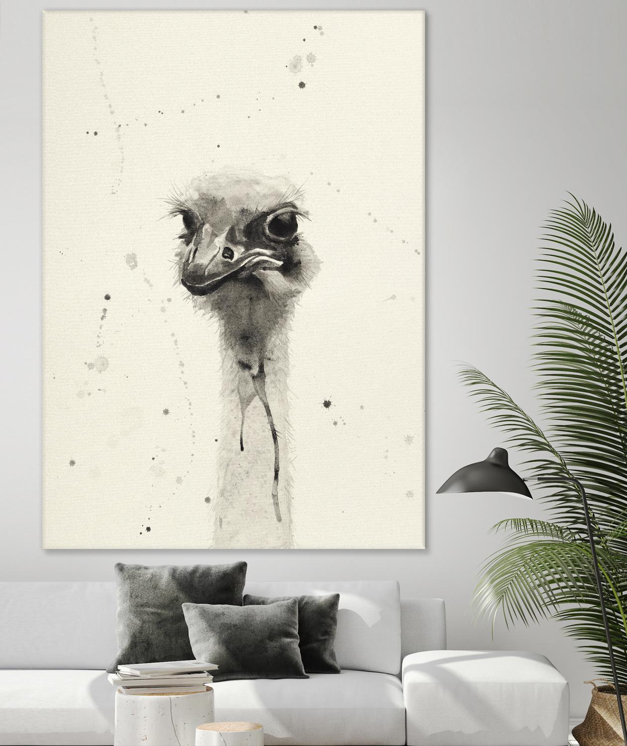Watercolor Ostrich 2 by Ben Gordon on GIANT ART - beige animals