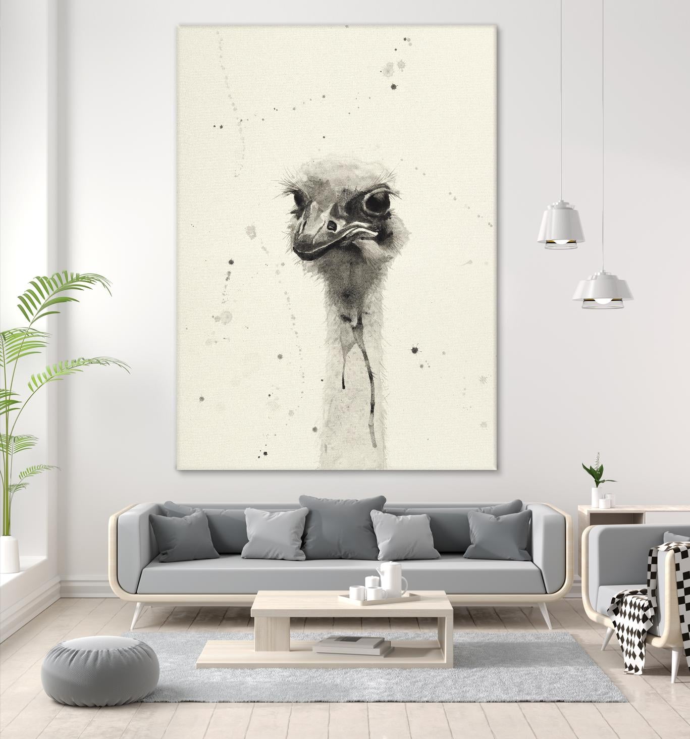 Watercolor Ostrich 2 by Ben Gordon on GIANT ART - beige animals