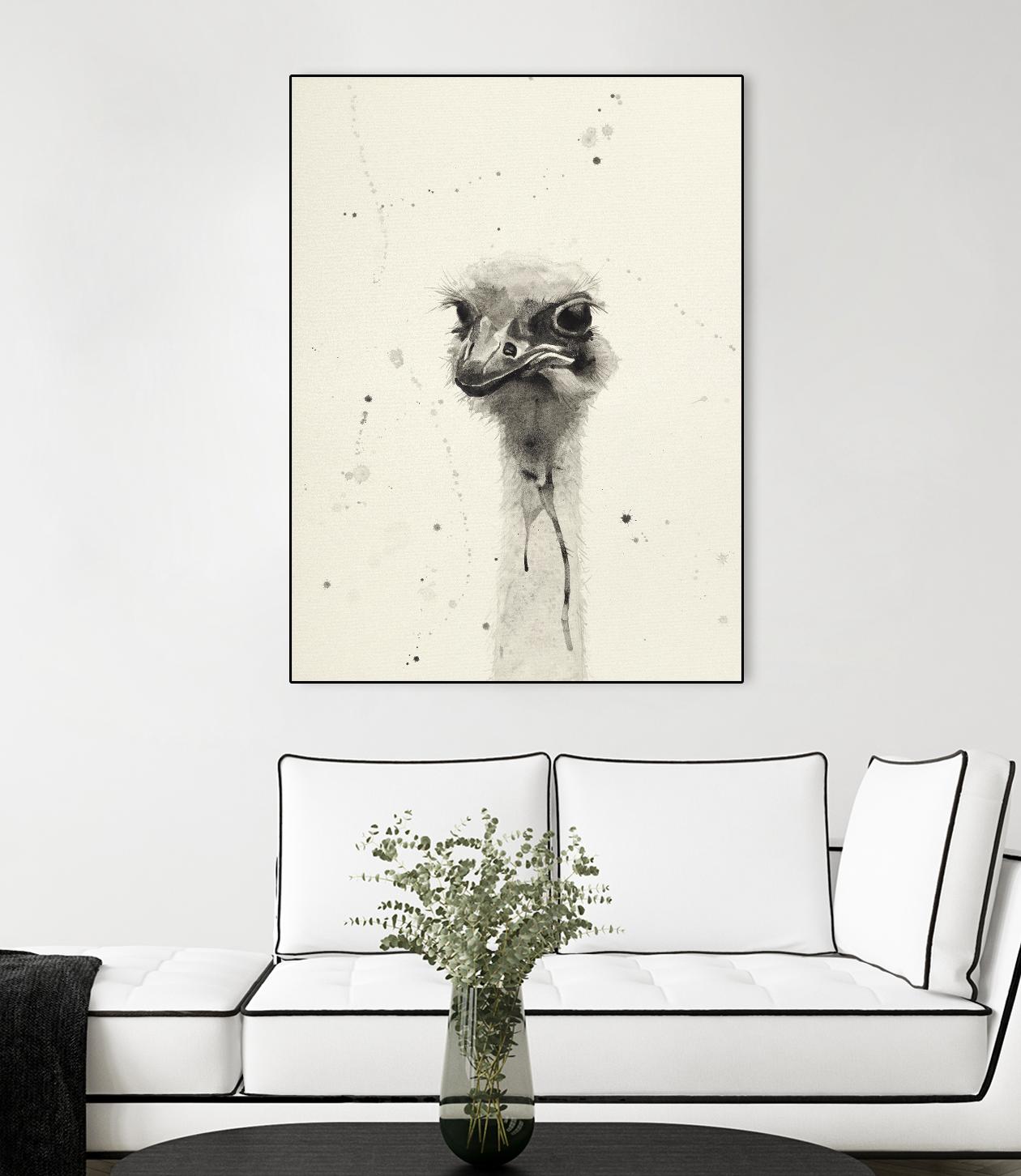 Watercolor Ostrich 2 by Ben Gordon on GIANT ART - beige animals