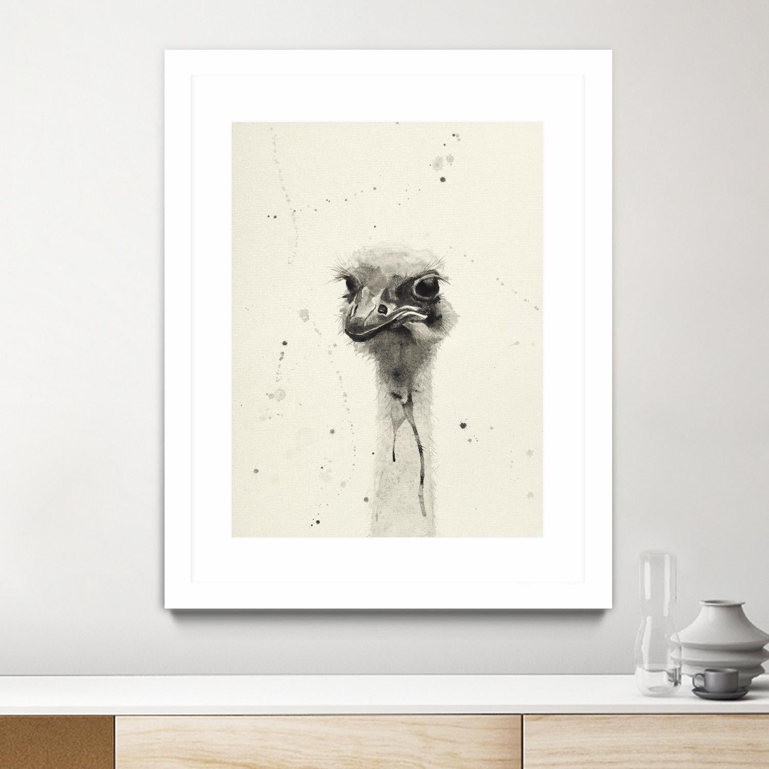 Watercolor Ostrich 2 by Ben Gordon on GIANT ART - beige animals