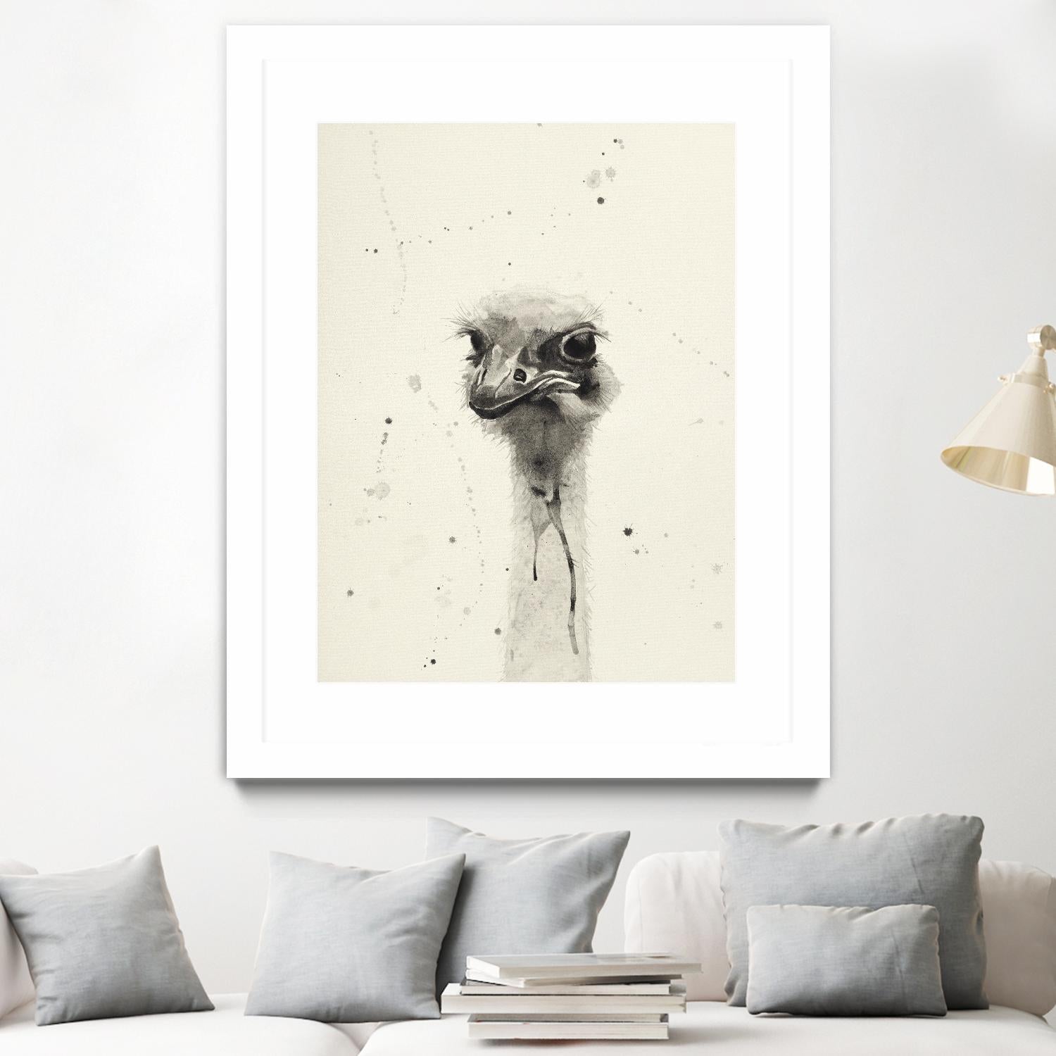 Watercolor Ostrich 2 by Ben Gordon on GIANT ART - beige animals