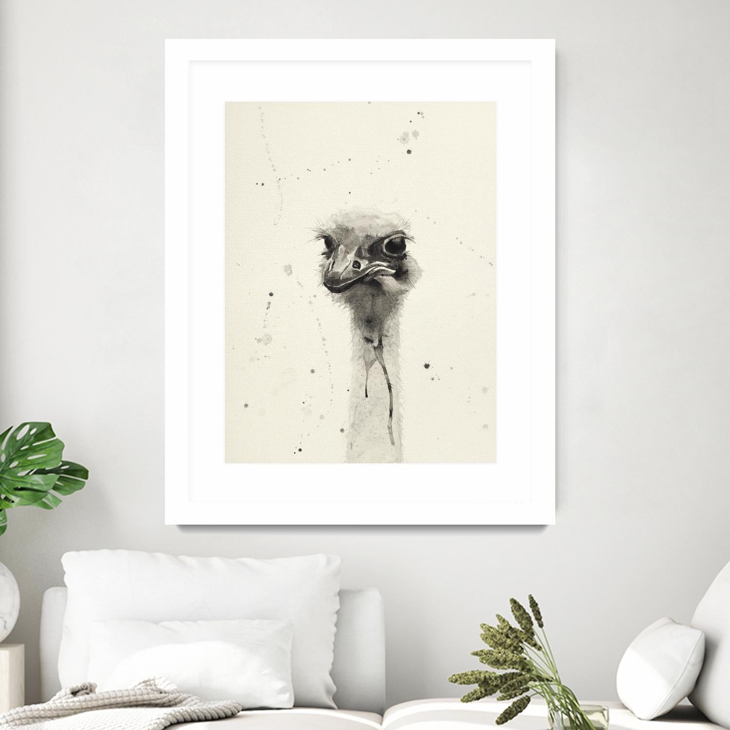 Watercolor Ostrich 2 by Ben Gordon on GIANT ART - beige animals