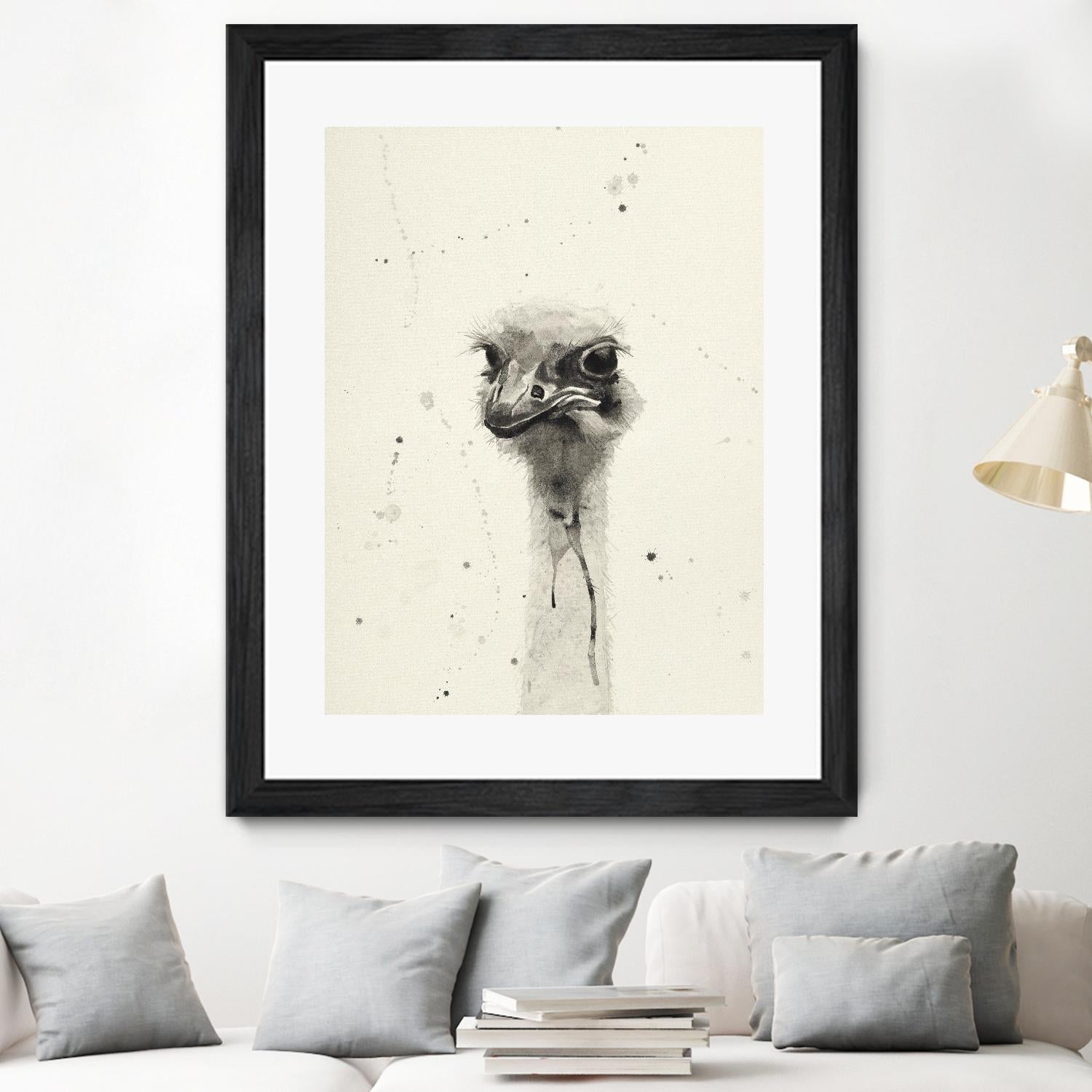 Watercolor Ostrich 2 by Ben Gordon on GIANT ART - beige animals
