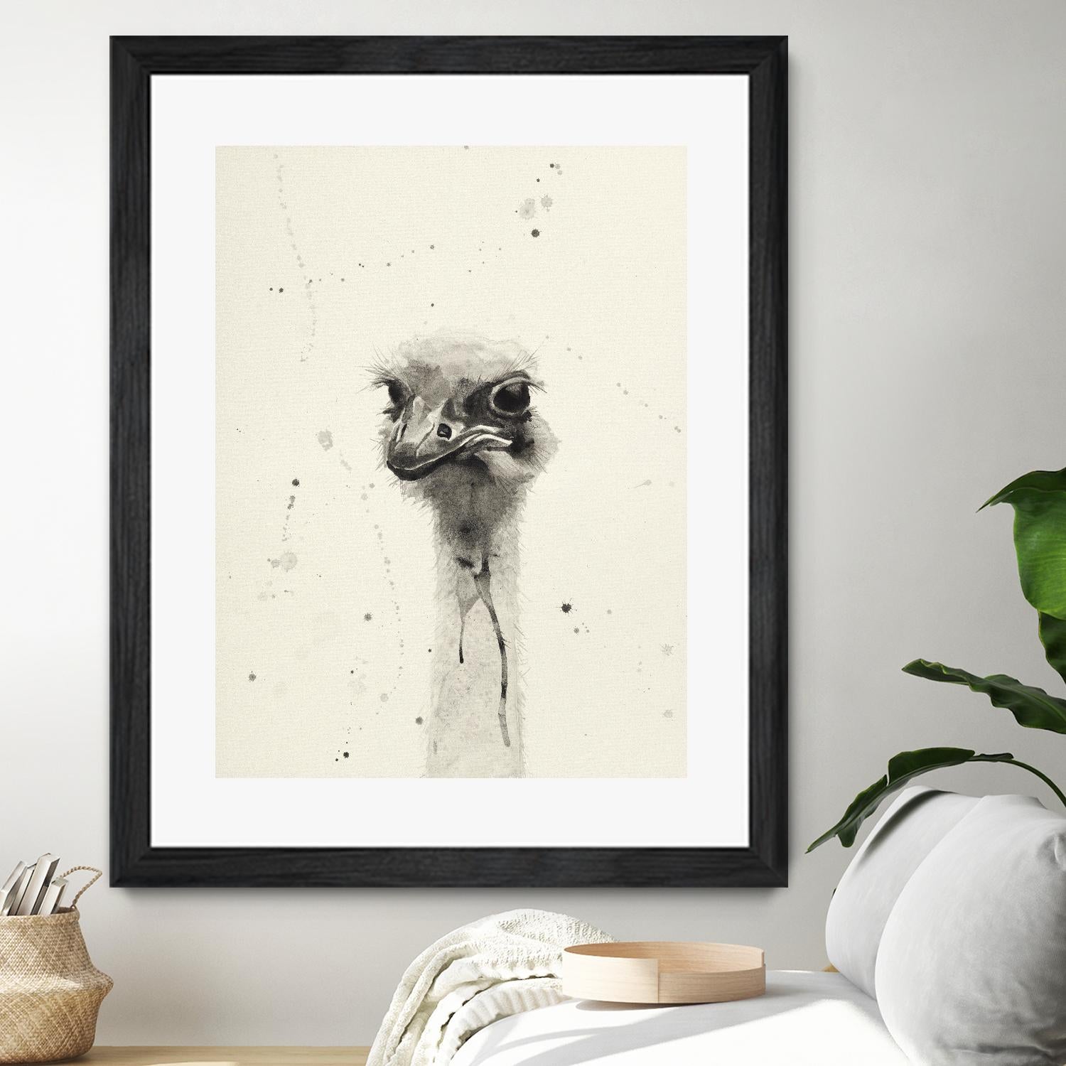 Watercolor Ostrich 2 by Ben Gordon on GIANT ART - beige animals