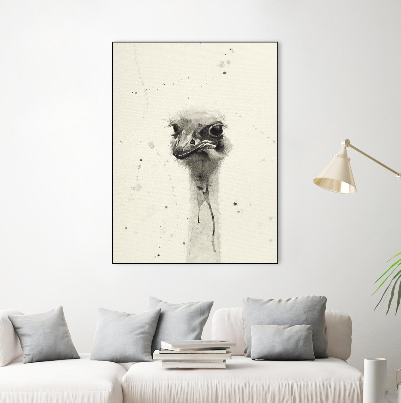 Watercolor Ostrich 2 by Ben Gordon on GIANT ART - beige animals