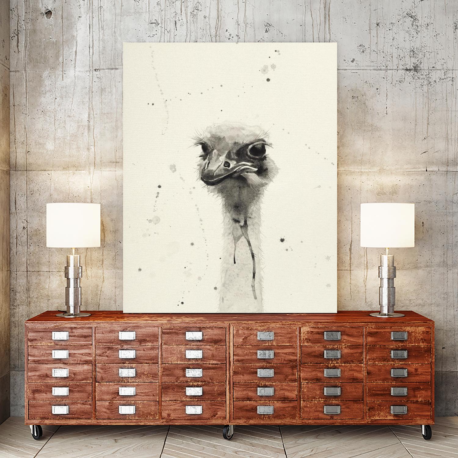 Watercolor Ostrich 2 by Ben Gordon on GIANT ART - beige animals