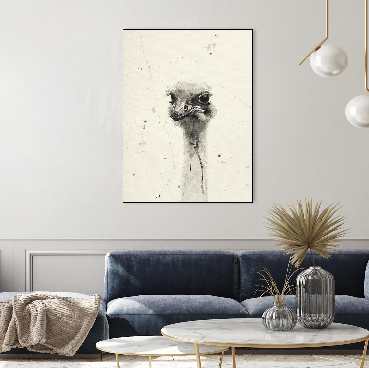 Watercolor Ostrich 2 by Ben Gordon on GIANT ART - beige animals