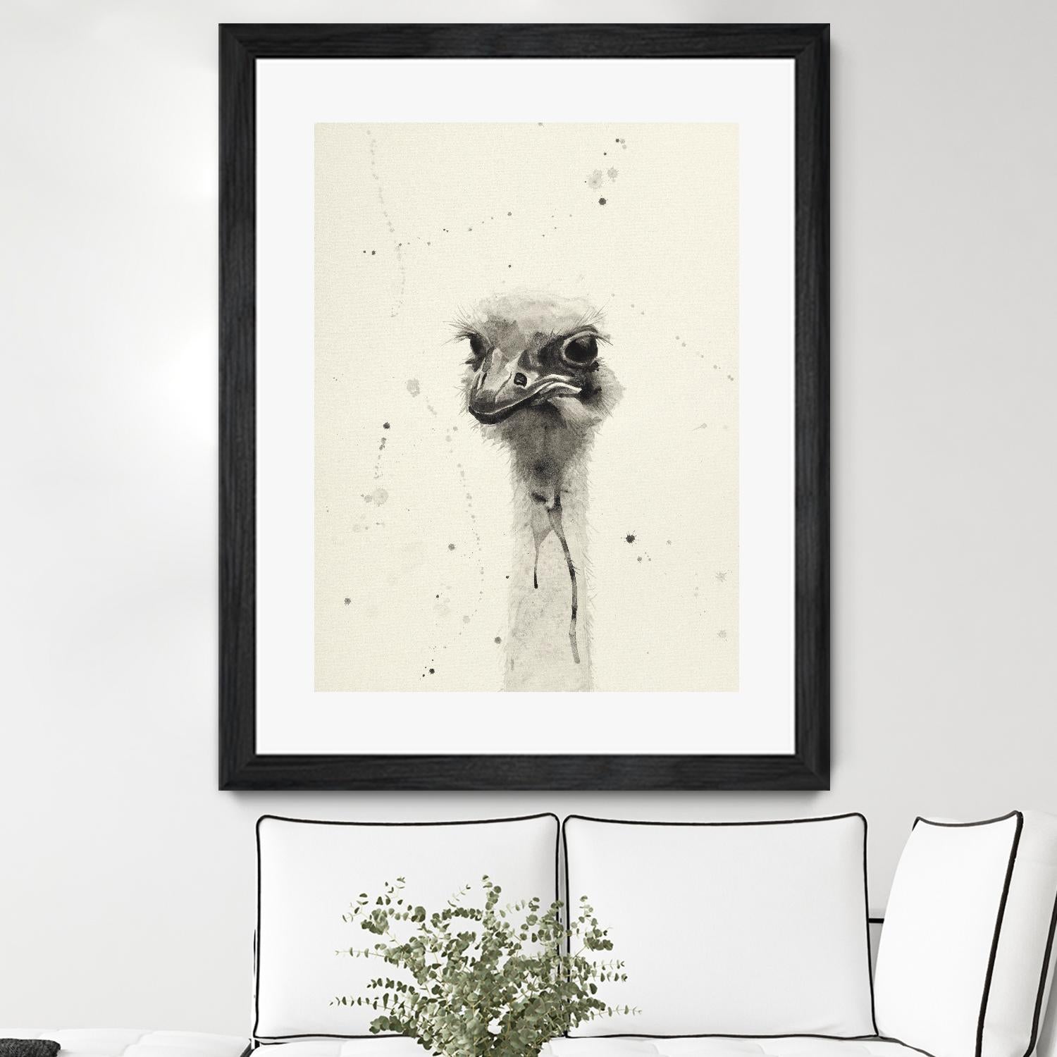 Watercolor Ostrich 2 by Ben Gordon on GIANT ART - beige animals