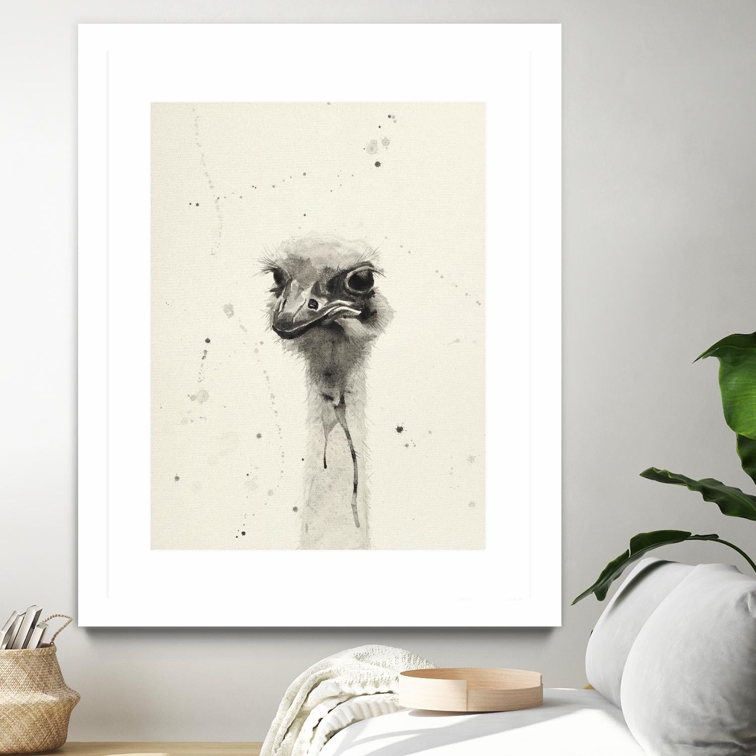 Watercolor Ostrich 2 by Ben Gordon on GIANT ART - beige animals