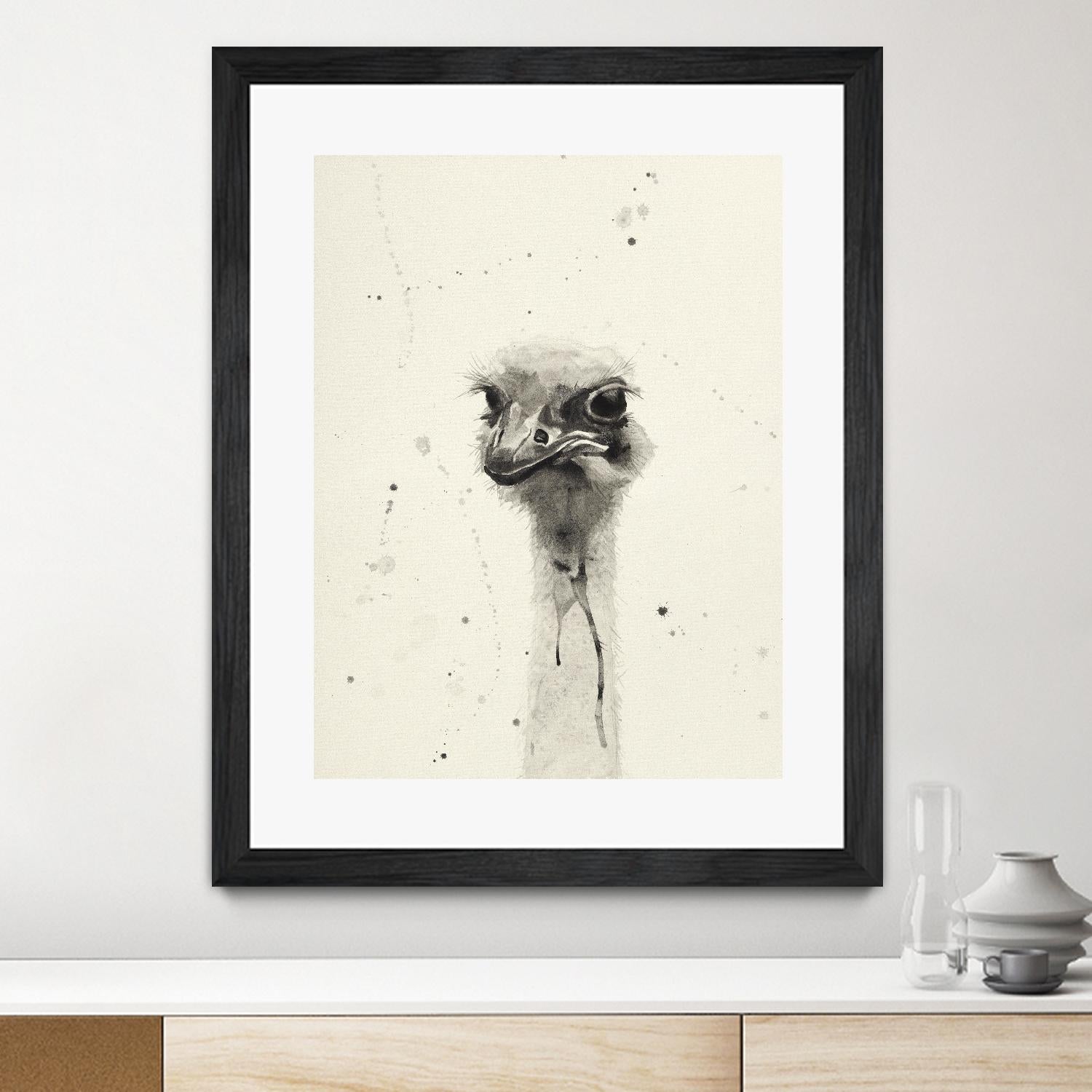 Watercolor Ostrich 2 by Ben Gordon on GIANT ART - beige animals