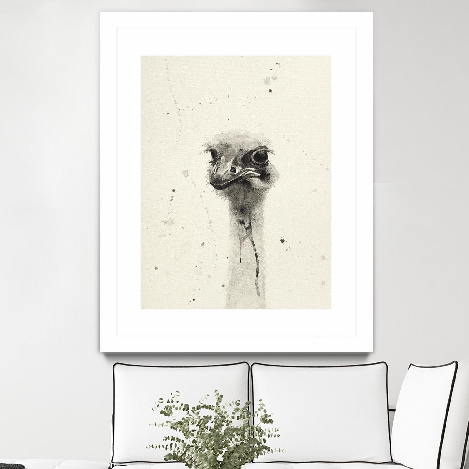 Watercolor Ostrich 2 by Ben Gordon on GIANT ART - beige animals