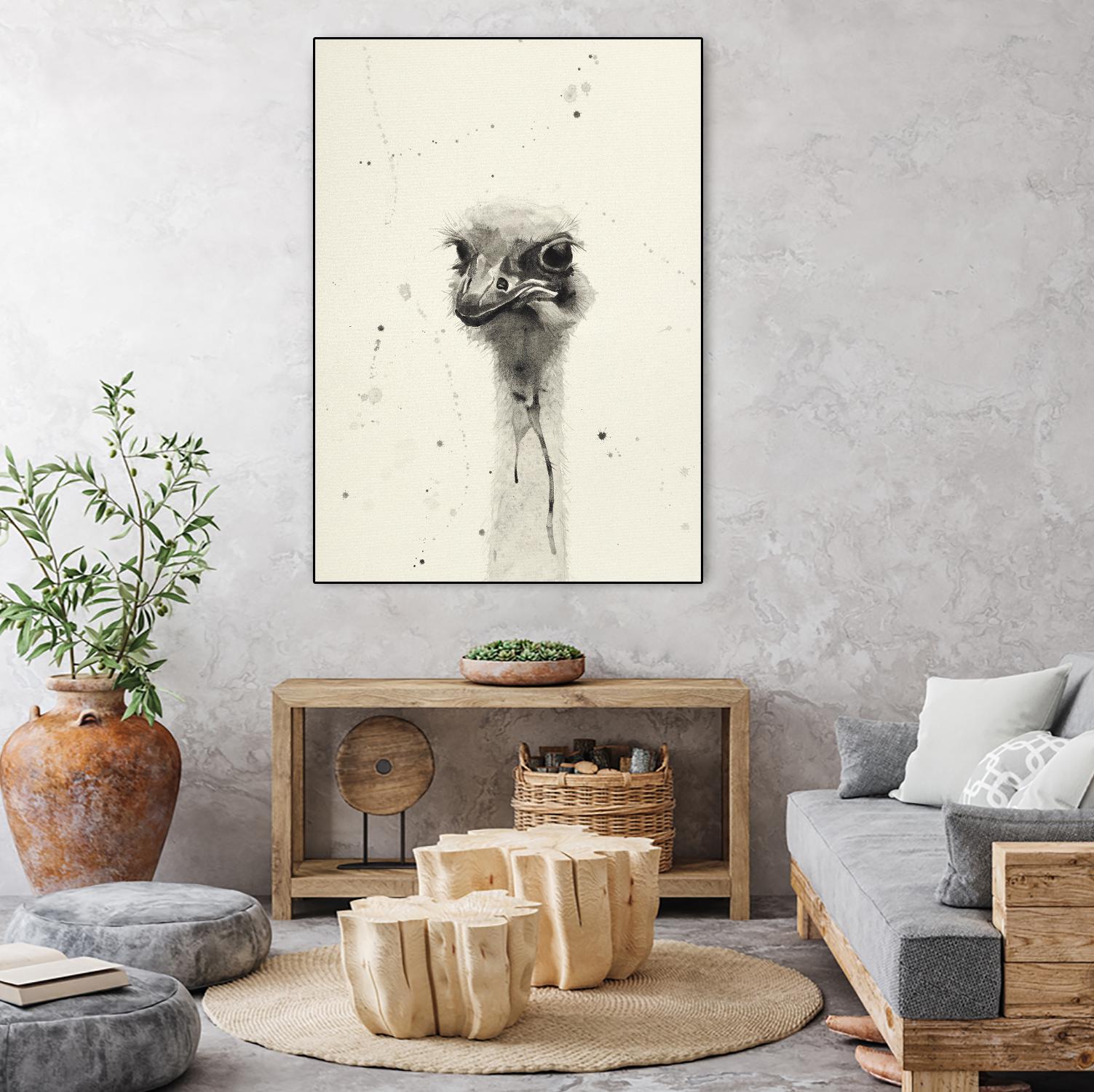 Watercolor Ostrich 2 by Ben Gordon on GIANT ART - beige animals