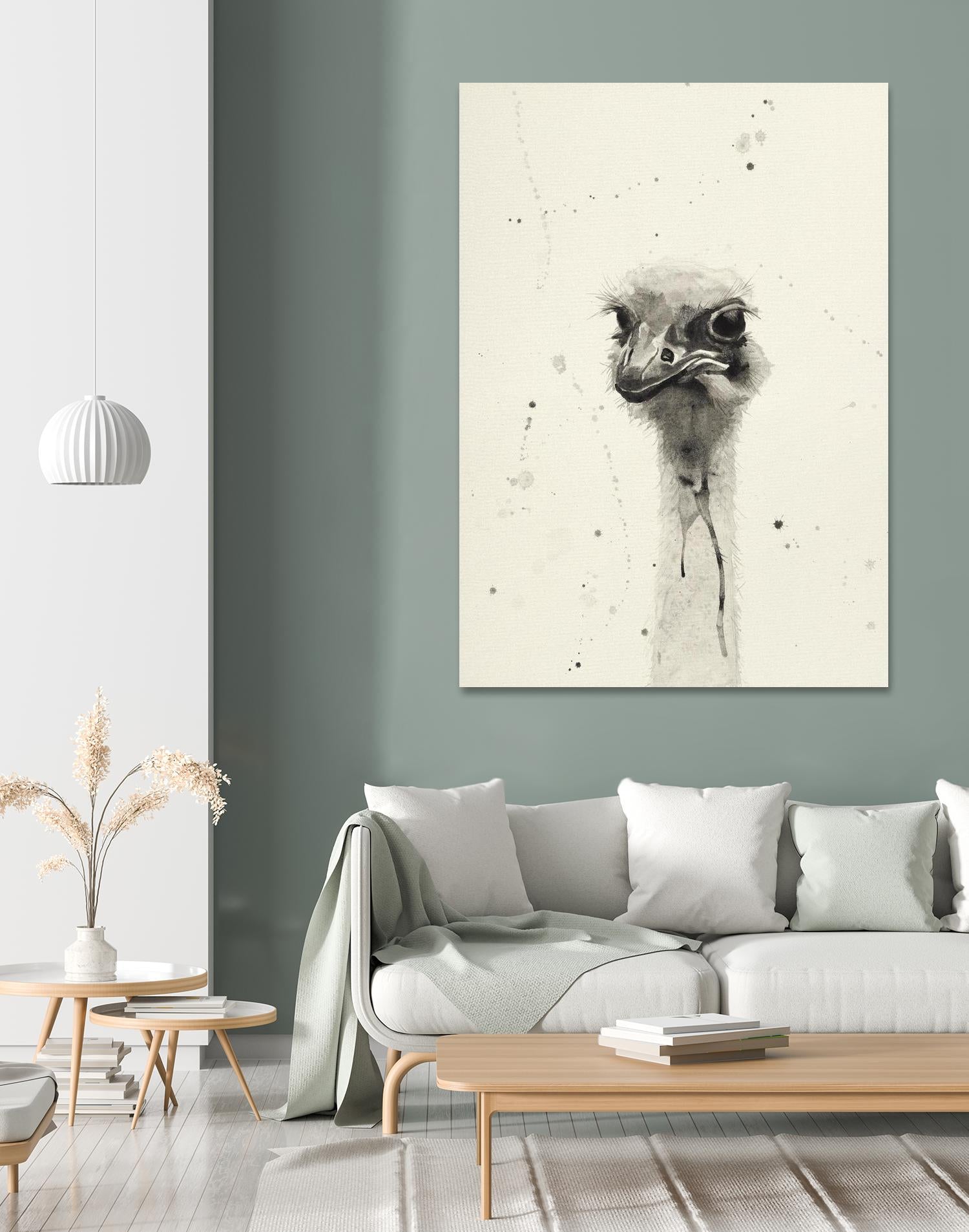Watercolor Ostrich 2 by Ben Gordon on GIANT ART - beige animals
