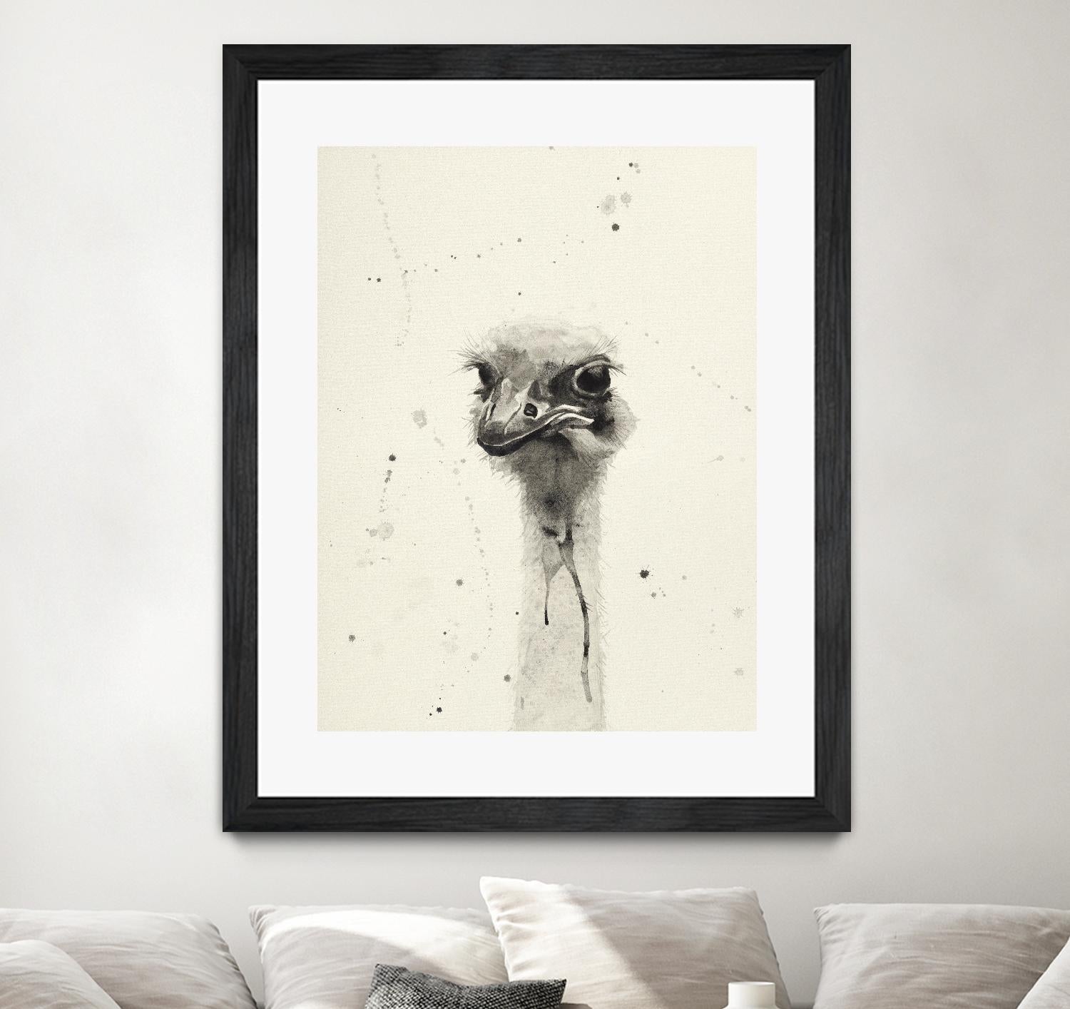 Watercolor Ostrich 2 by Ben Gordon on GIANT ART - beige animals