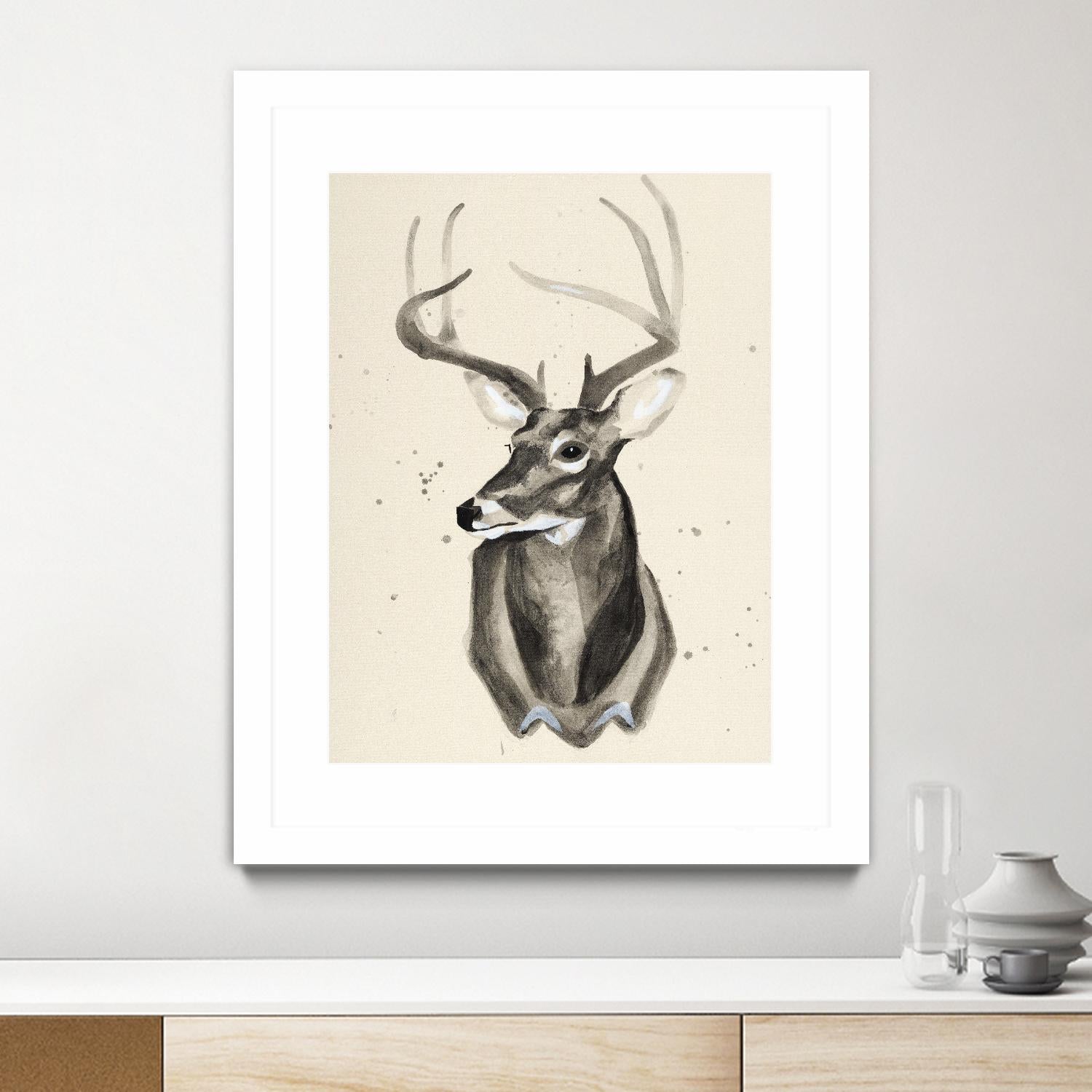 Watercolor Deer Head 3 by Ben Gordon on GIANT ART - beige animals