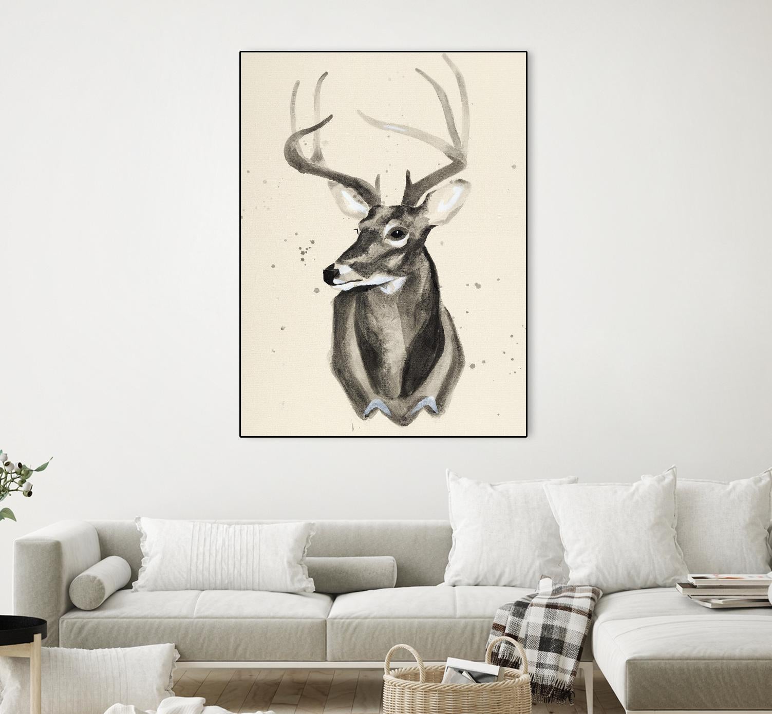 Watercolor Deer Head 3 by Ben Gordon on GIANT ART - beige animals