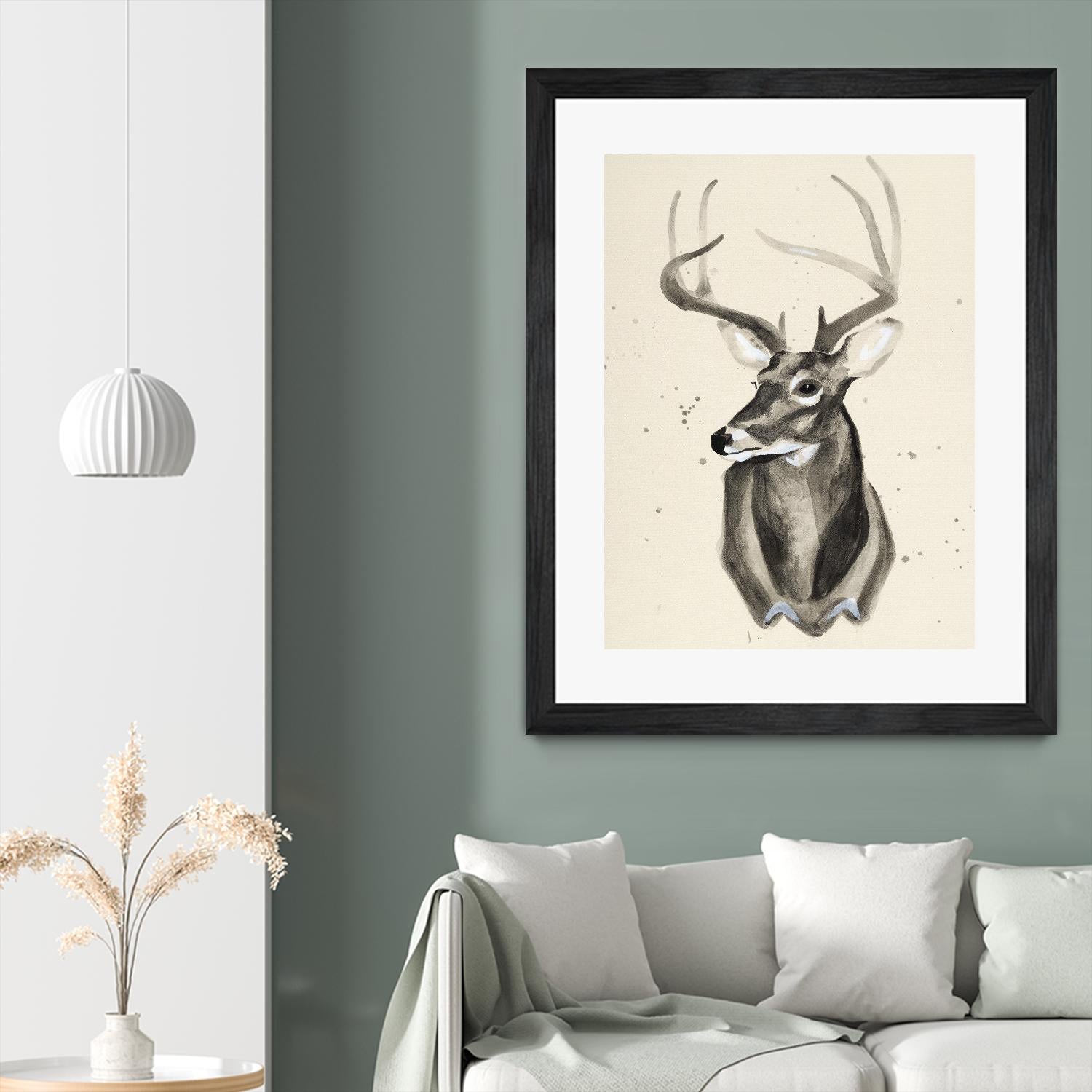 Watercolor Deer Head 3 by Ben Gordon on GIANT ART - beige animals