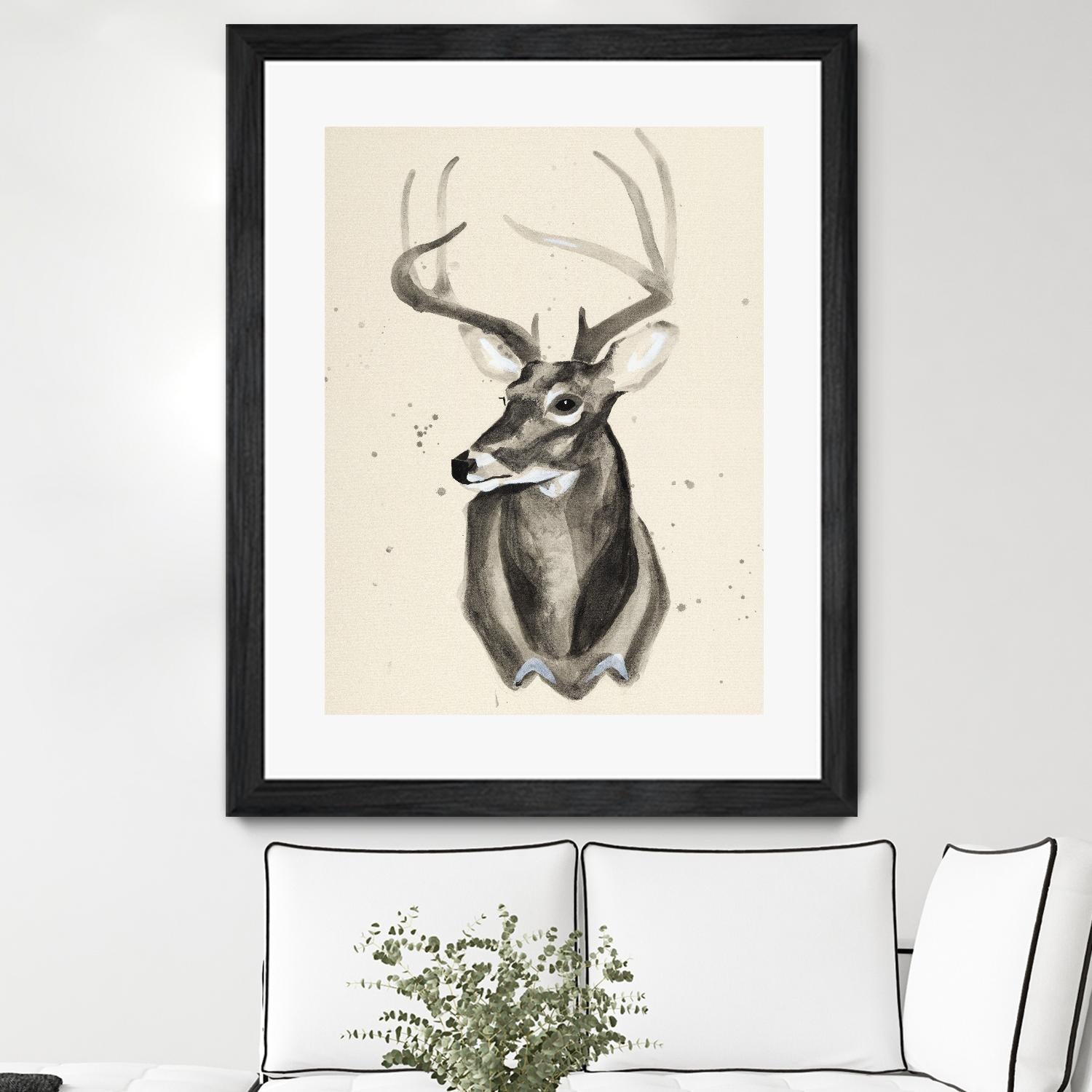 Watercolor Deer Head 3 by Ben Gordon on GIANT ART - beige animals