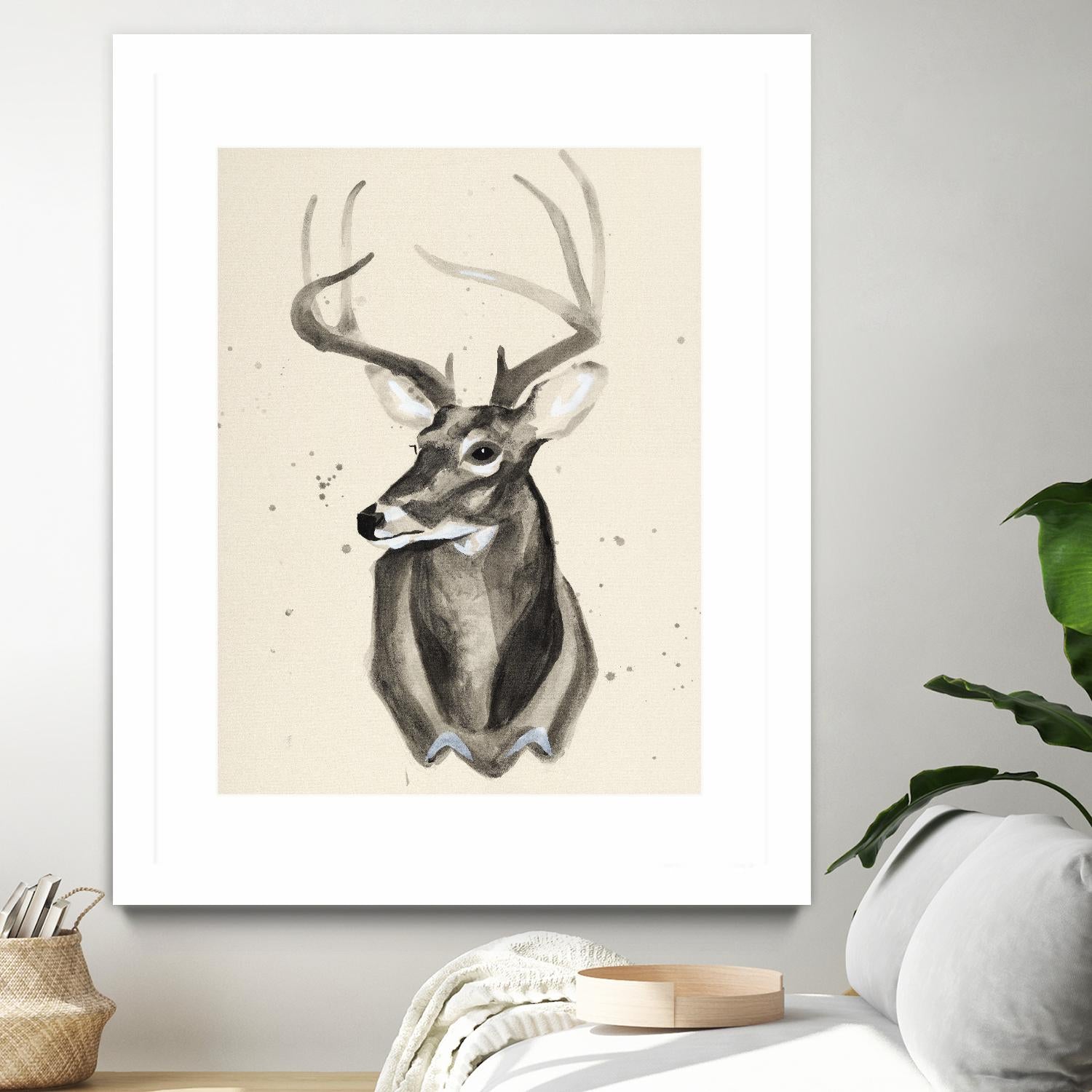 Watercolor Deer Head 3 by Ben Gordon on GIANT ART - beige animals