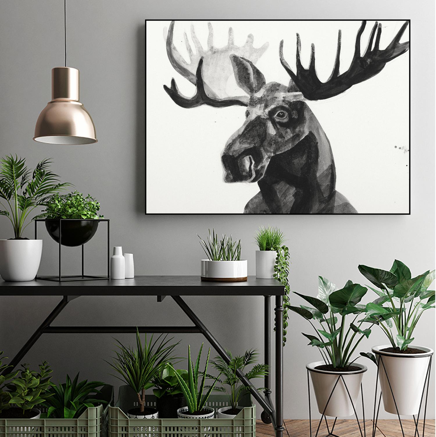 Watercolor Moose by Ben Gordon on GIANT ART - black animals